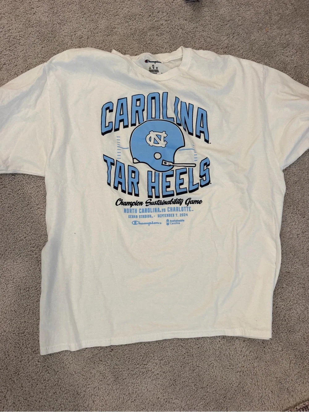 Champion White Carolina Tar Heels Graphic Tee with Carolina Blue Print - Picture 2 of 2